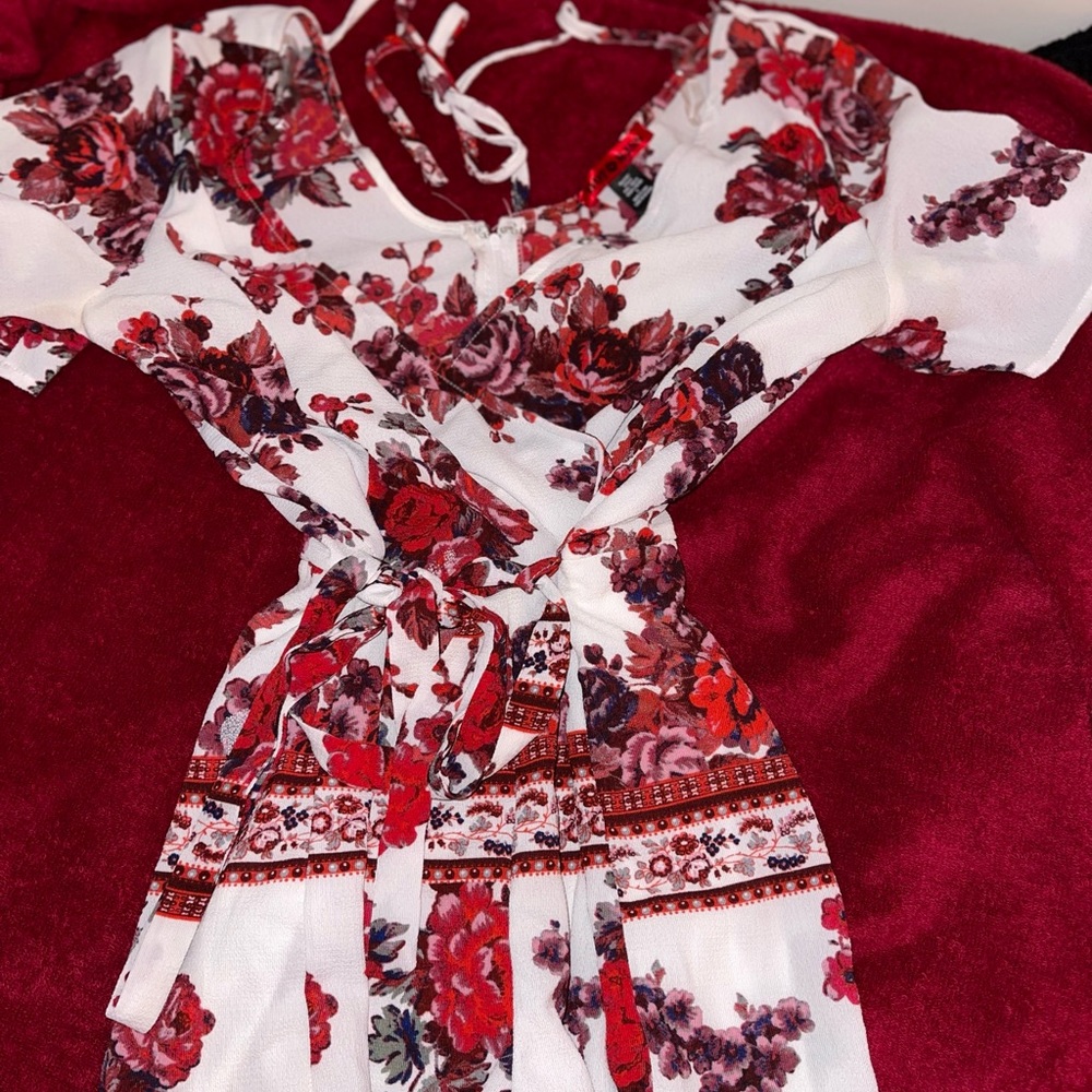 Cute but simple red floral romper from Hot Kiss, Size: S